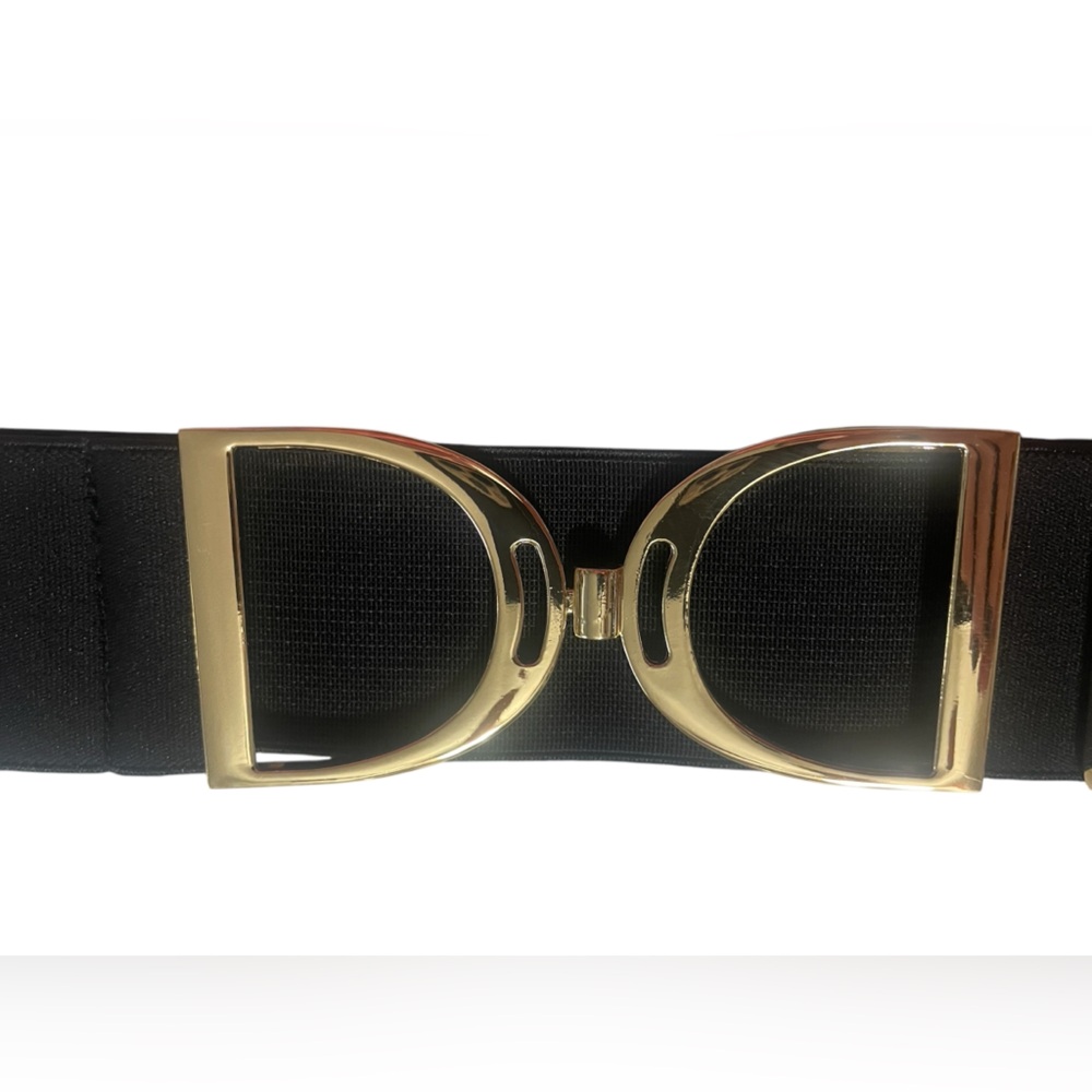 NWT Luxequine 2” Wide Black Equestrian Belt with Gold Stirrup Buckle